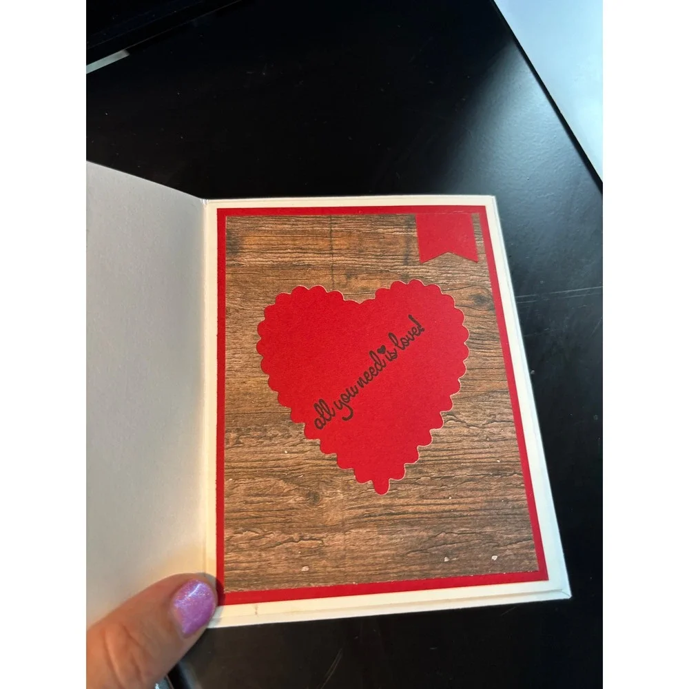 Handmade Valentines Day Greeting Cards Set of 10 Hearts Love Rustic Blue Red